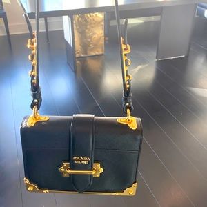 PRADA LEATHER CAHIER BAG - BLACK LIKE NEW